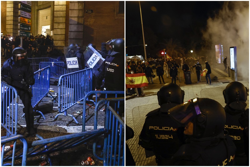 Protestas contra amnistía a independentistas catalanes frente a la sede del PSOE en Madrid terminaron con varios detenidos