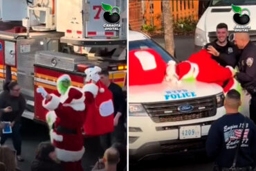 Como si fuera una película: Grinch robó regalos de Navidad de un Santa en plena calle de Nueva York (+Video)