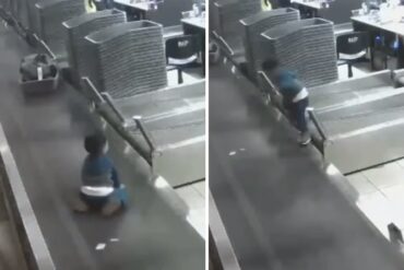 Un niño se viralizó en redes sociales tras montarse en cinta transportadora de maletas en aeropuerto de Chile (+Video)