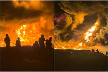 Impresionantes imágenes del voraz incendio en una empresa de tratamiento de desechos petroleros en Cabimas: ya fue controlado (+Fotos y videos)