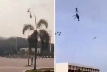 El impactante momento en el que dos helicópteros de la marina de Malasia chocaron en el aire durante ensayo para desfile (+Videos)