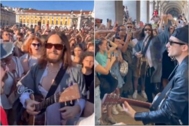 Jared Leto sorprendió a sus fanáticos en Lisboa con un concierto callejero (+Video)