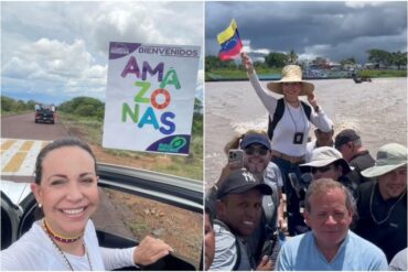 María Corina Machado cruzó el río Orinoco en curiara ante trancas del régimen para impedir que llegara a Amazonas (+Videos y fotos)