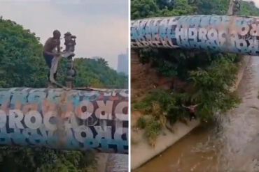 Difunden video de indigente que diariamente se lanza al río Guaire “por diversión” (+Video)