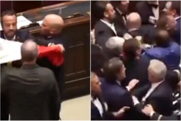 Se viralizó el video de una tángana que se armó en el Parlamento italiano (+Video)
