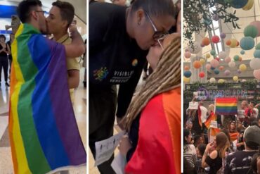 Activistas protestaron en centro comercial de Caracas con una “besada” por discriminación contra pareja LGBTIQ+ (+Fotos +Videos)