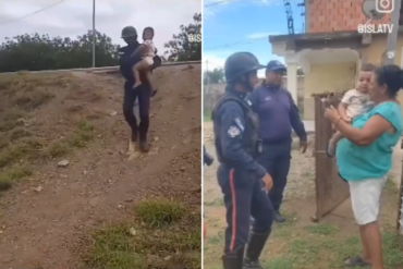 Policía de Nueva Esparta rescató a bebé de año y medio que caminaba solo por una avenida (+Video)