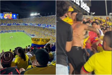 Colombianos se pelearon entre ellos mismos en partido de la Copa América porque un grupo sacó una bandera contra Petro (+Imágenes)