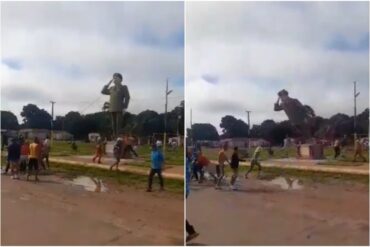 Derriban otra estatua de Chávez en el estado Bolívar: ya serían 8 estatuas derribadas en las últimas 24 horas (+Video)