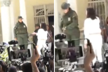 Dos mujeres militares dejaron con la mano extendida a María Corina Machado cuando llegó a votar (+Video)