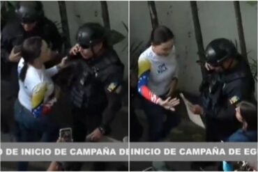 María Corina confronta a policías chavistas que pretendían impedir su llegada a concentración: “Este es mi vehículo y la autoridad soy yo” (+Video)