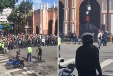 La protesta en las cercanías de Miraflores que fue atacada por colectivos frente a la mirada pasiva de cuerpos de seguridad (+Videos)