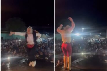 Mujer se cayó de la tarima cuando bailaba joropo junto a la cantante Yenifer Mora (+Video viral)