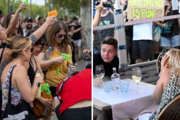 Manifestantes en la ciudad española de Barcelona lanzaron agua a turistas para correrlos: dicen que encarecen el costo de vida (+Videos)