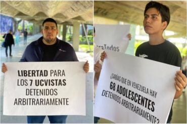 El pupitrazo que tuvo lugar en la UCV en exigencia de la libertad de los detenidos en las protestas poselectorales