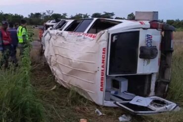 Una bebé murió tras el vuelco de la ambulancia que la trasladaba en el estado Bolívar