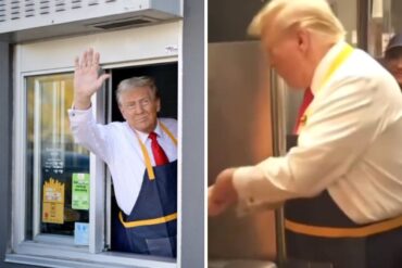 Trump cocinó y sirvió papas fritas en un McDonald’s para desmentir a Kamala Harris (+Videos)